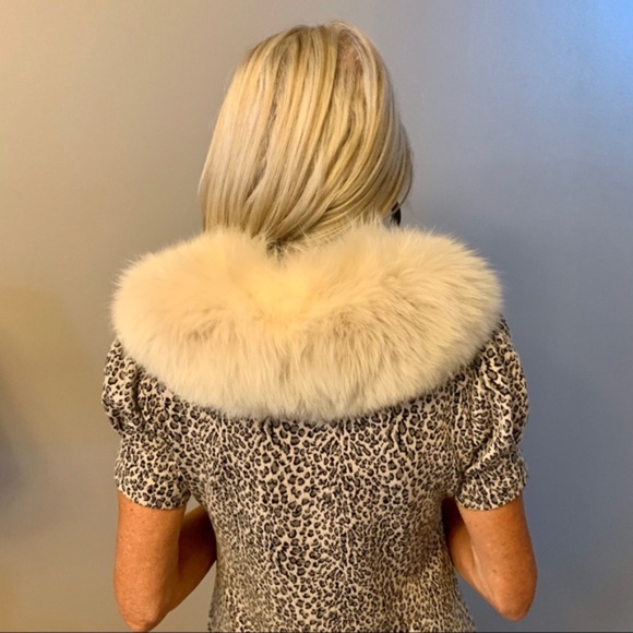 Authentic white fox fur collar wrap scarf style - Picture 2 of 9